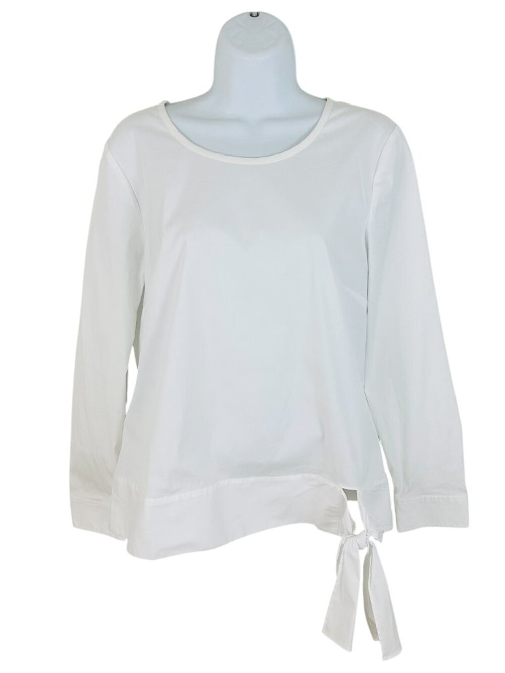 Talbots Women's Size M Everyday Stretch Poplin Tie Hem White Blouse NEW